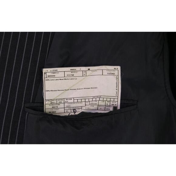 Armani Collezioni Charcoal Chalkstripe 3-Btn Wool Suit Blazer Jacket 48R - Picture 9 of 10